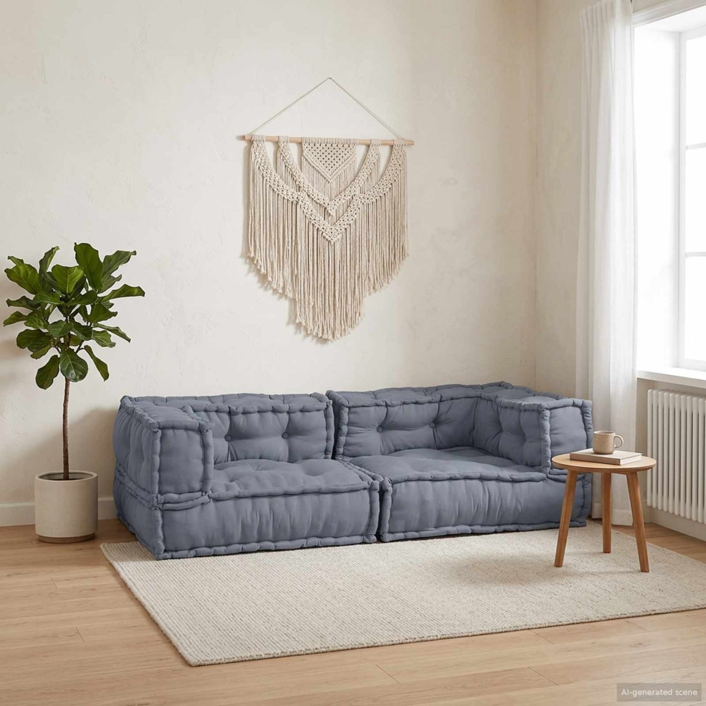 Unité de canapé modulaire 3 pc Tissu Gris 140 x 70 x 36 cm