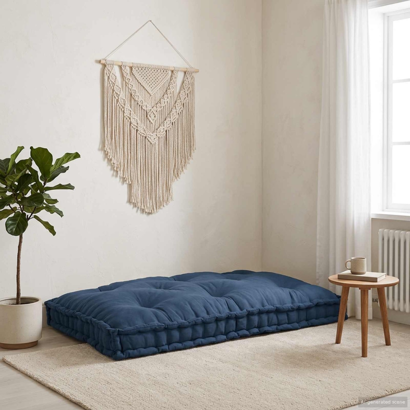 Coussin de canapé sur palette Indigo 120 x 80 x 12 cm Tissu