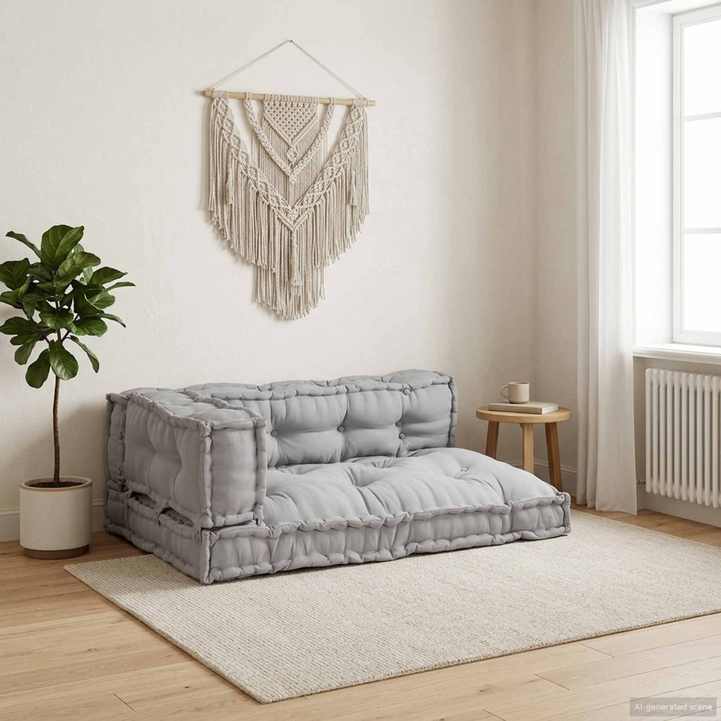 Coussin de canapé sur palette 3 pc Tissu Gris 120 x 80 x 38 cm
