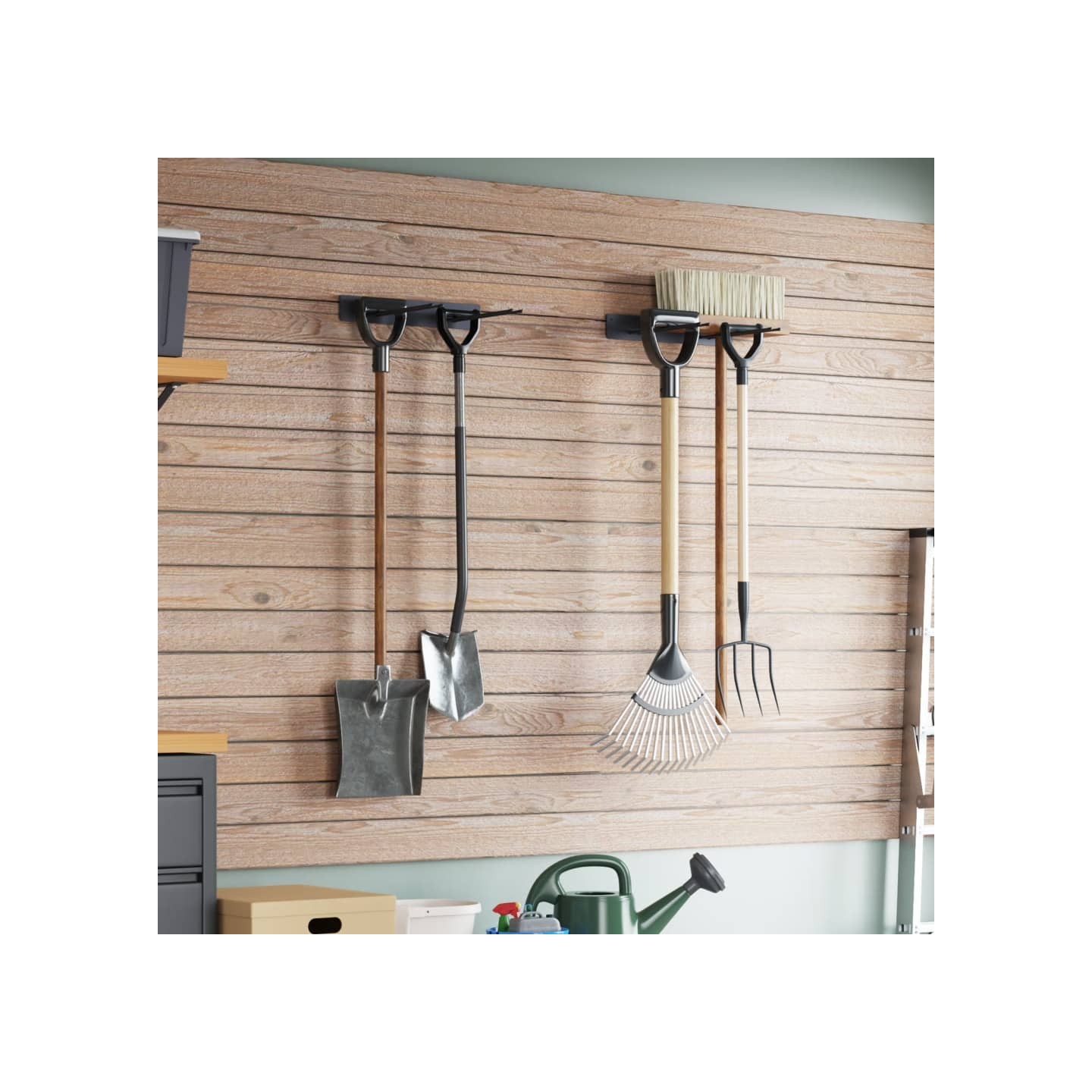 Supports muraux pour outils de jardin 2 pcs noir acier