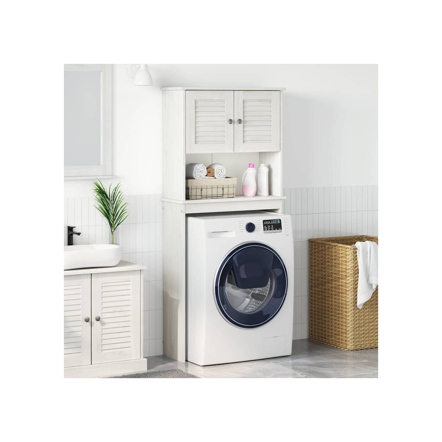 Cabinet pour lave-linge avec porte VIGO Blanc et Blanc Antique