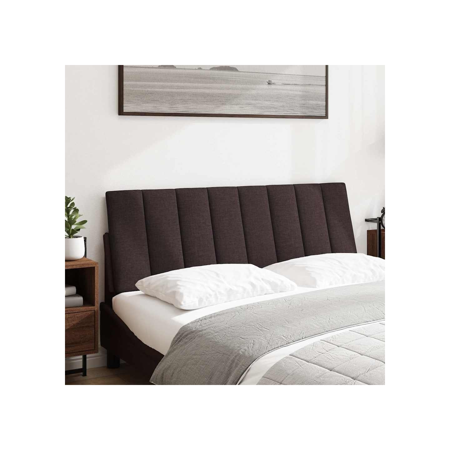 Coussin de tête de lit Hanko marron foncé 120 cm tissu
