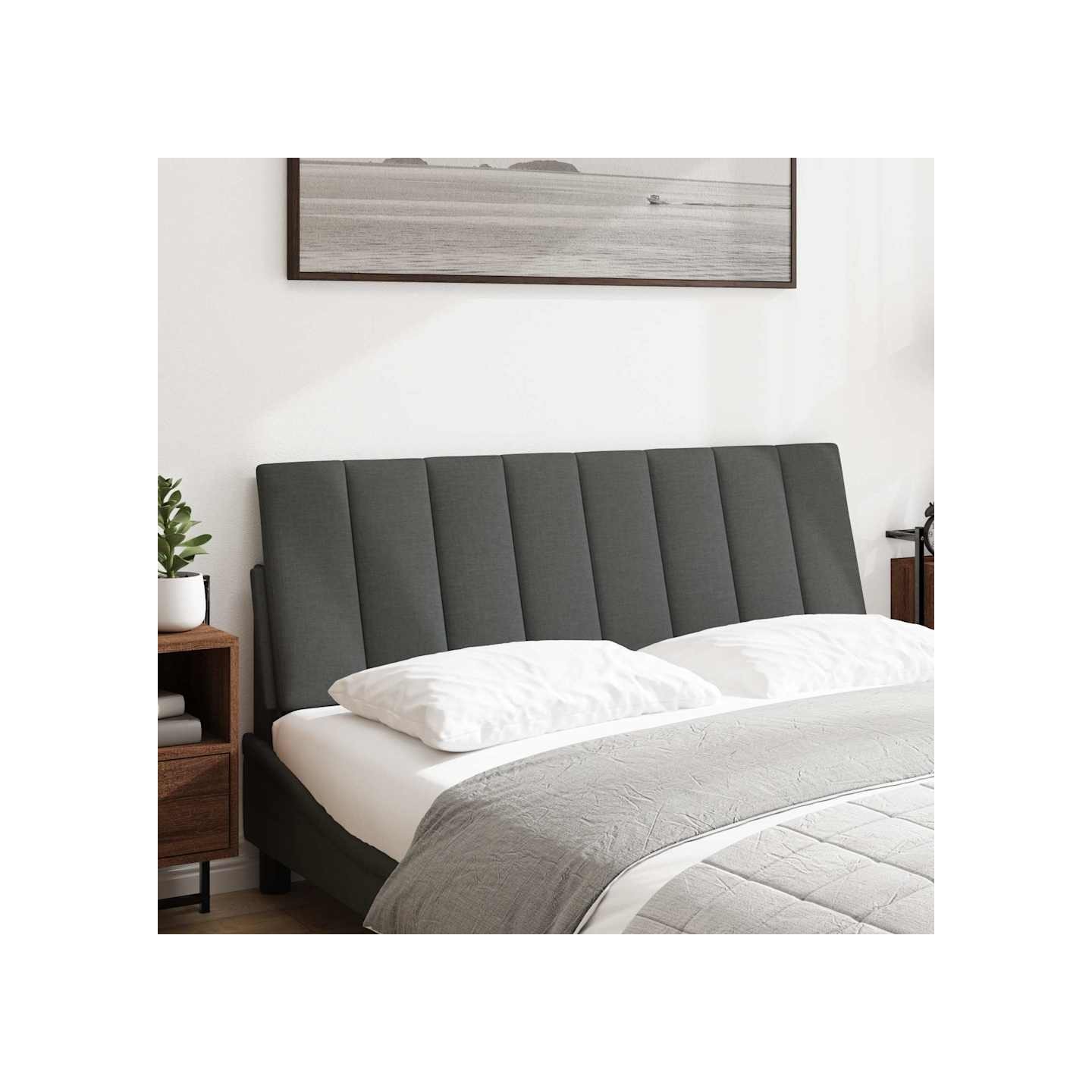 Coussin de tête de lit Hanko gris foncé 120 cm tissu