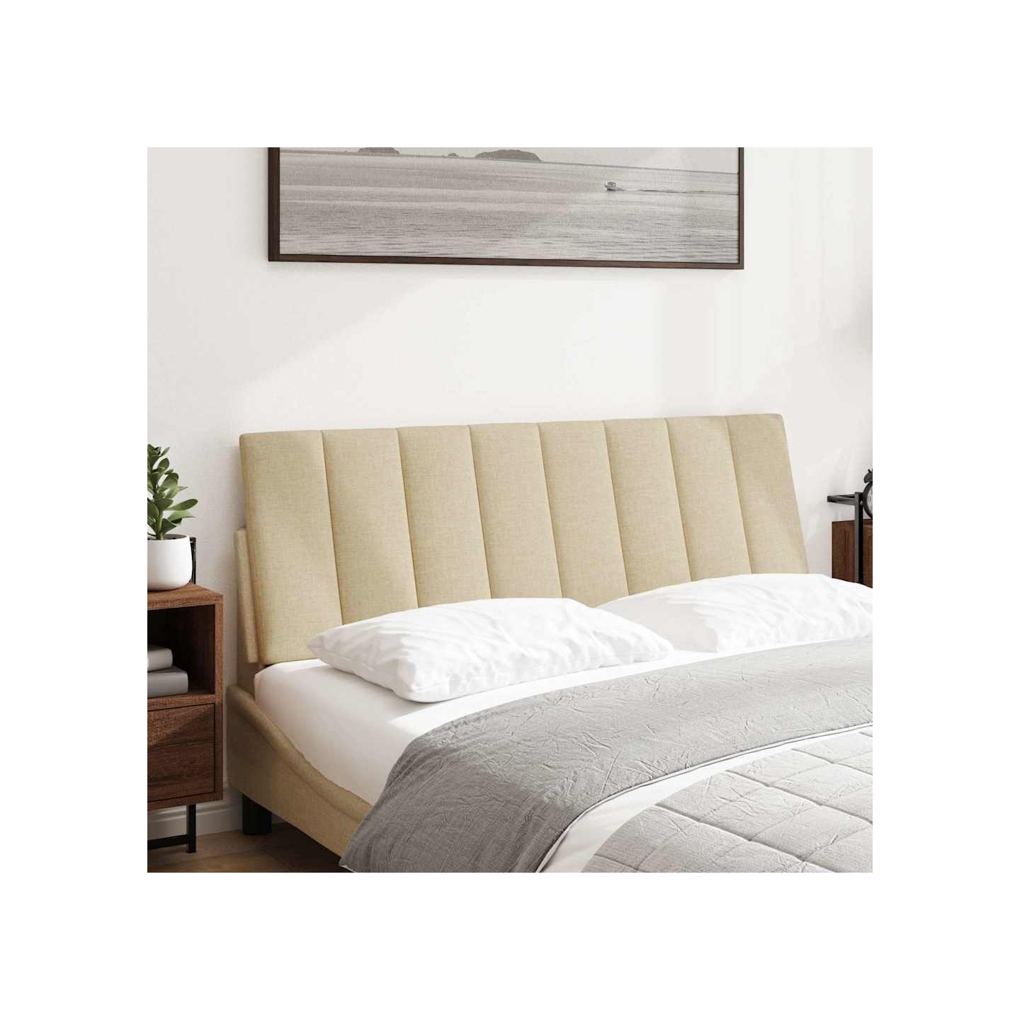 Coussin de tête de lit Hanko crème 140 cm tissu
