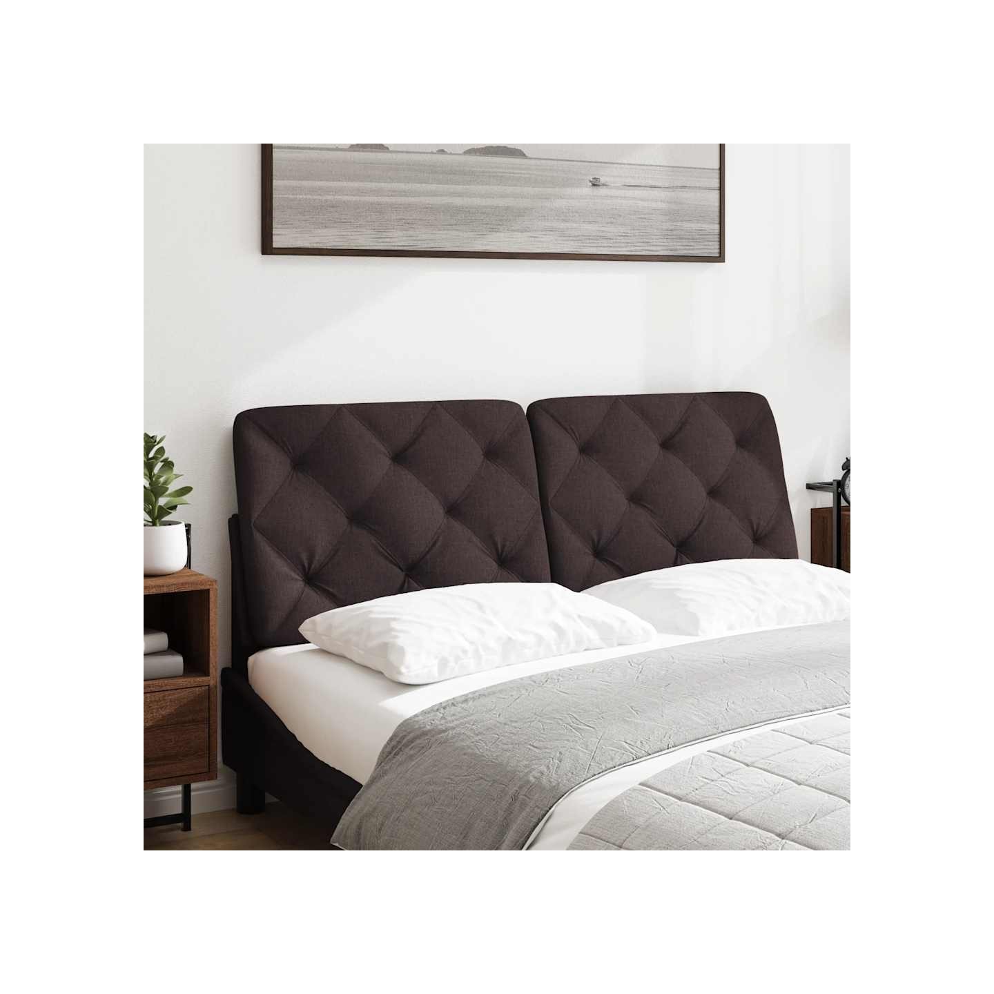 Coussin de tête de lit marron foncé 120 cm tissu