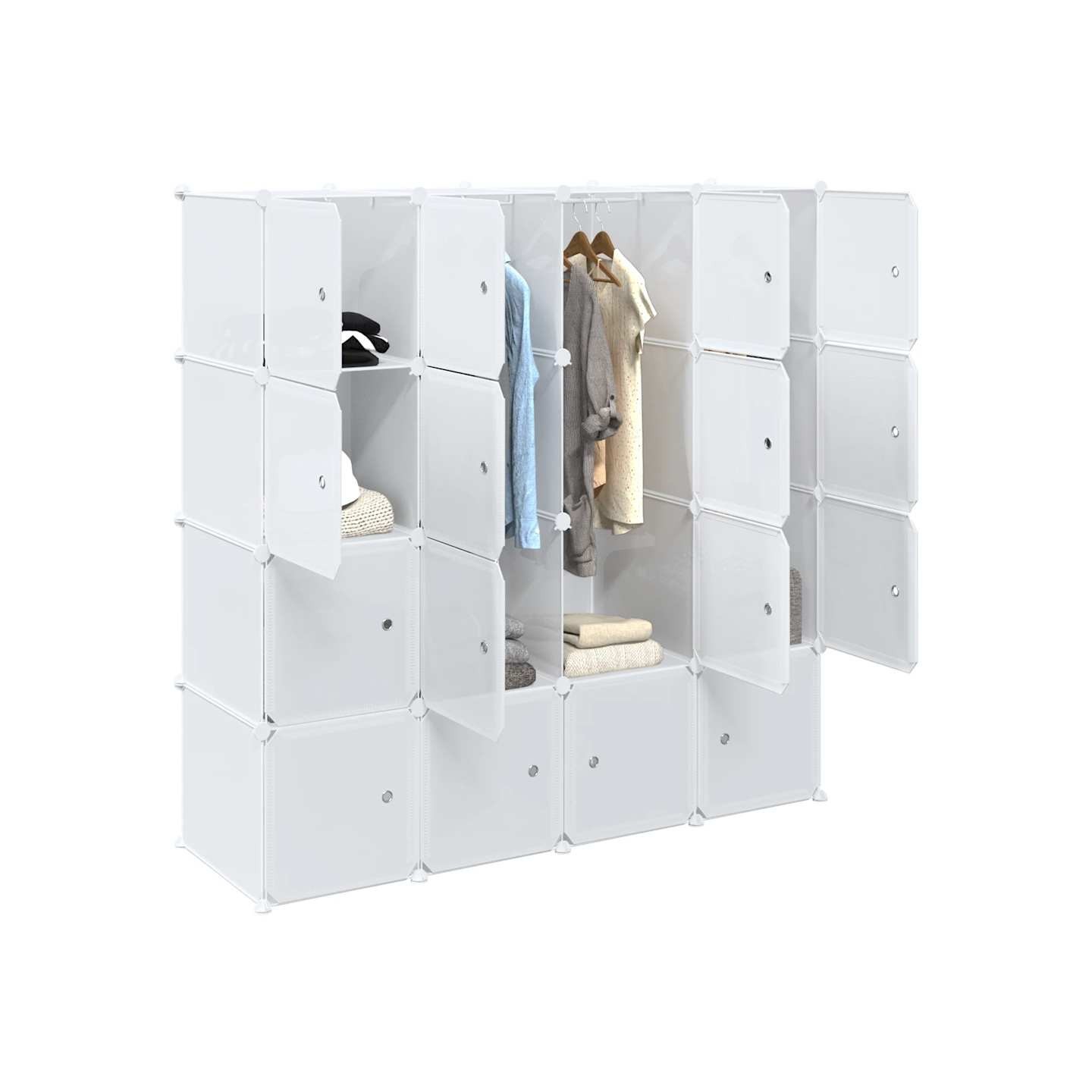 Cubes de rangement 16 pcs avec tiges de suspension PP