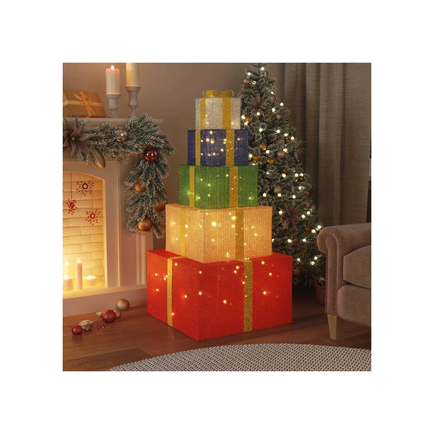 Boîte-cadeau de décoration de Noël 250 LED blanc chaud