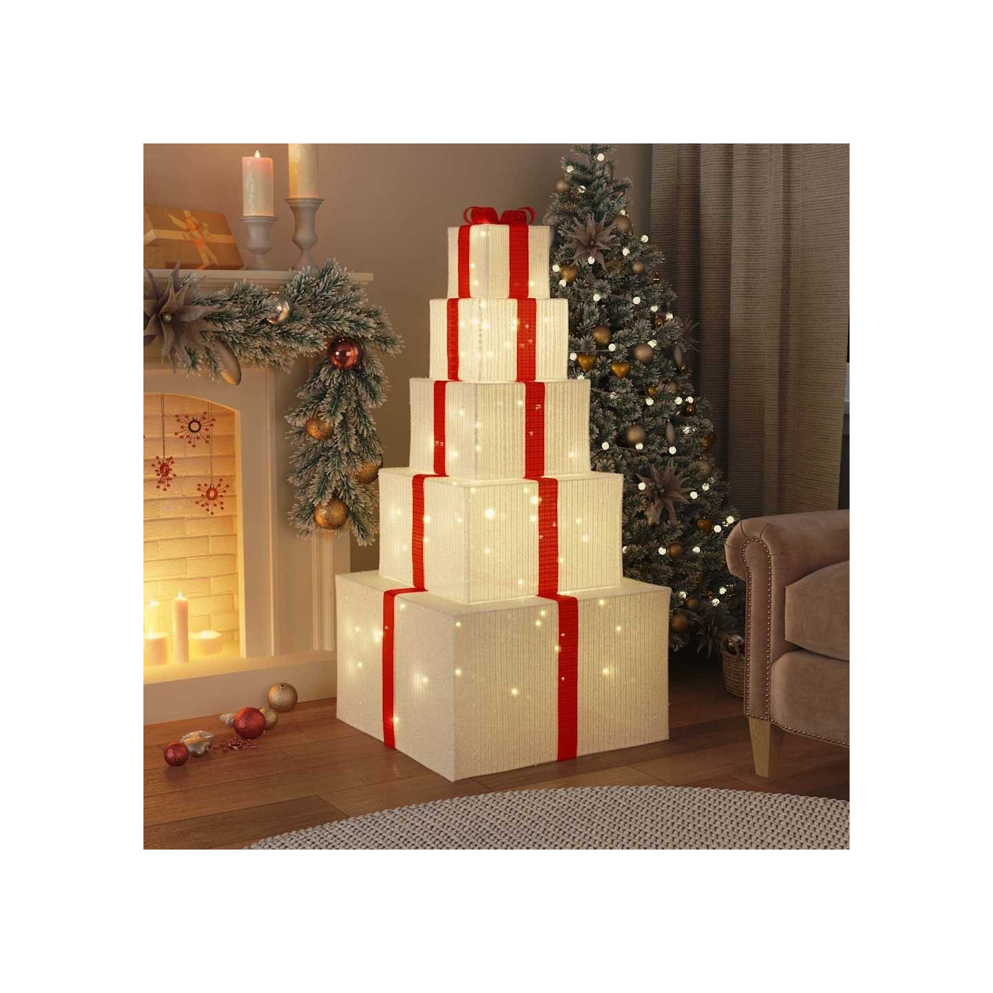 Boîte-cadeau de décoration de Noël 250 LED blanc chaud