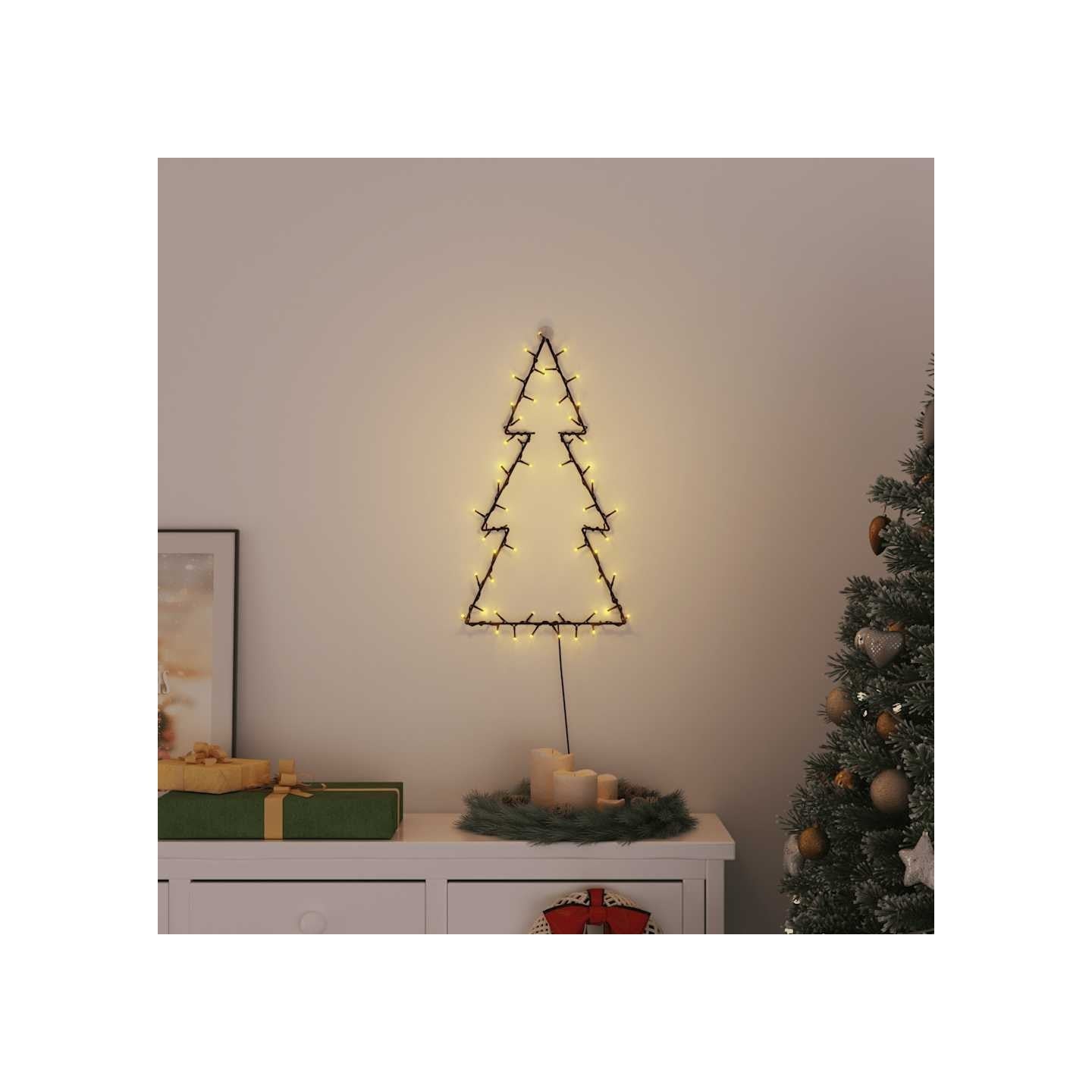 Lumières de Noël silhouette d'arbre de Noël 80 LED blanc chaud