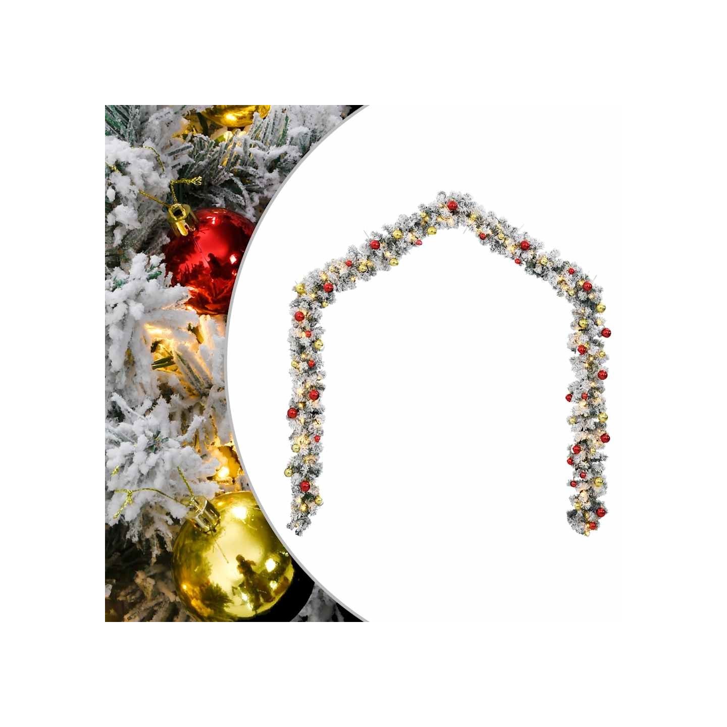 Guirlande de Noël avec boules et lumières LED vert 10 m PVC