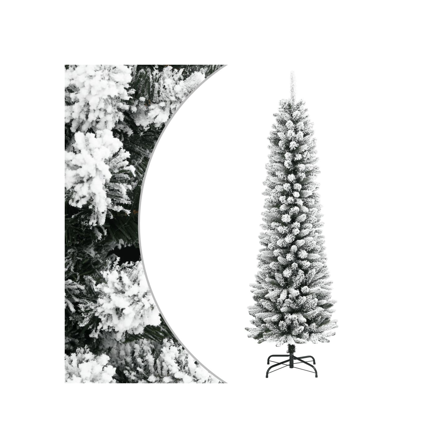 Sapin de Noël artificiel mince avec neige floquée 180 cm PVC/PE