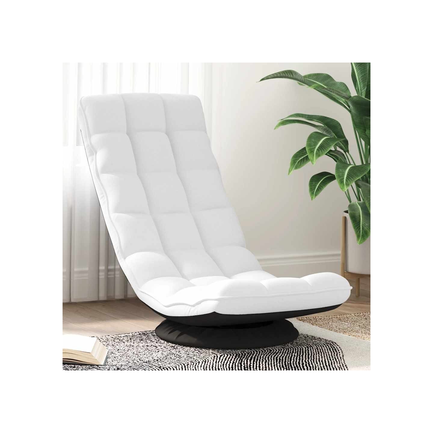 Fauteuil de sol pivotant blanc 70x51x79 cm tissu