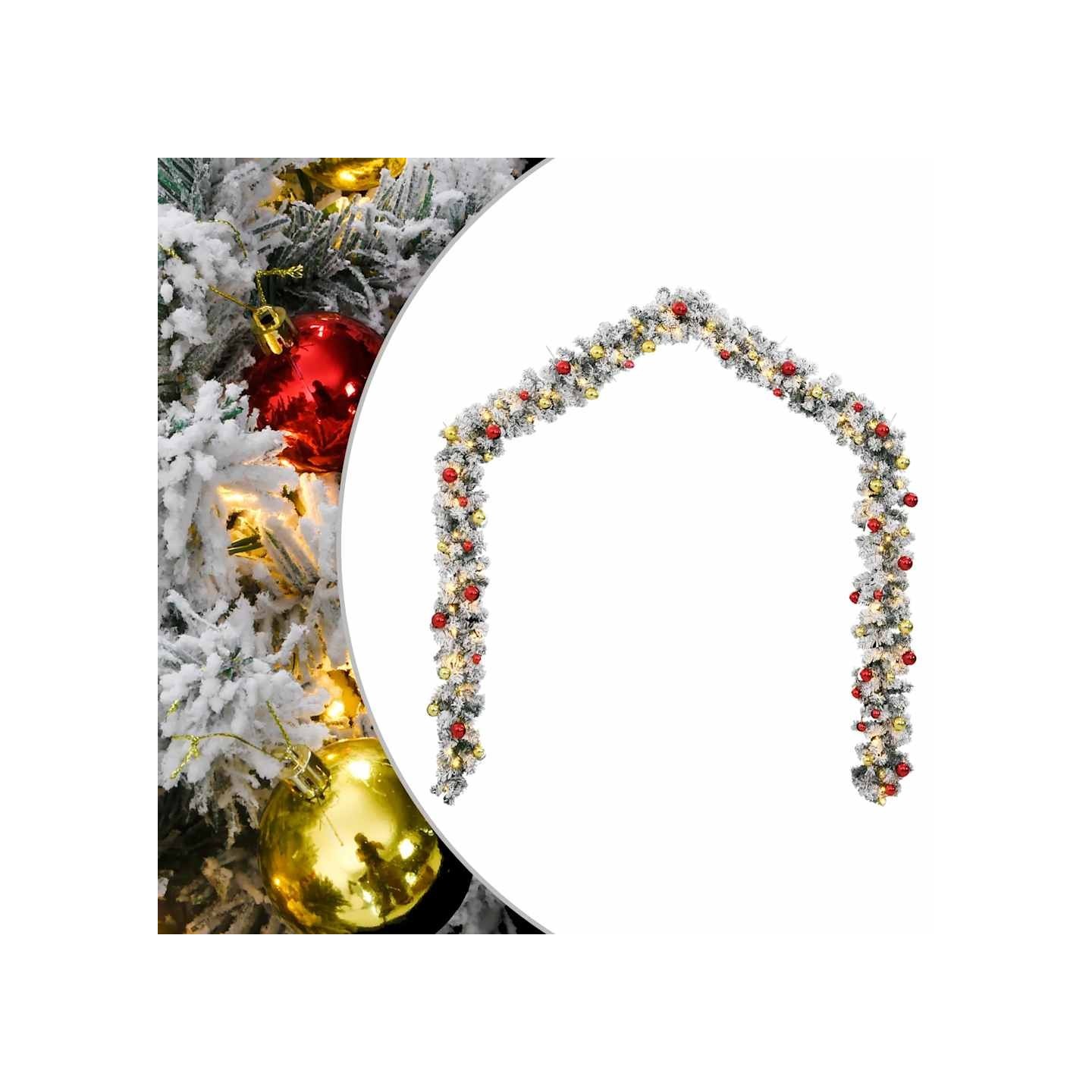 Guirlande de Noël avec boules et lumières LED vert 20 m PVC