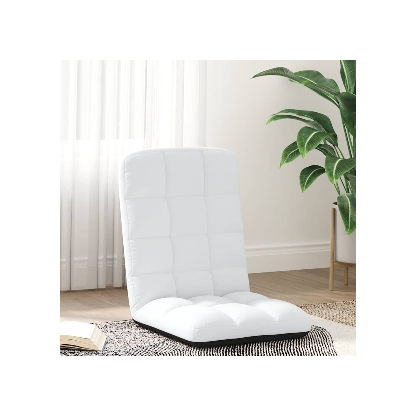 Chaise de sol pliante blanche en tissu 71 x 51 x 62 cm