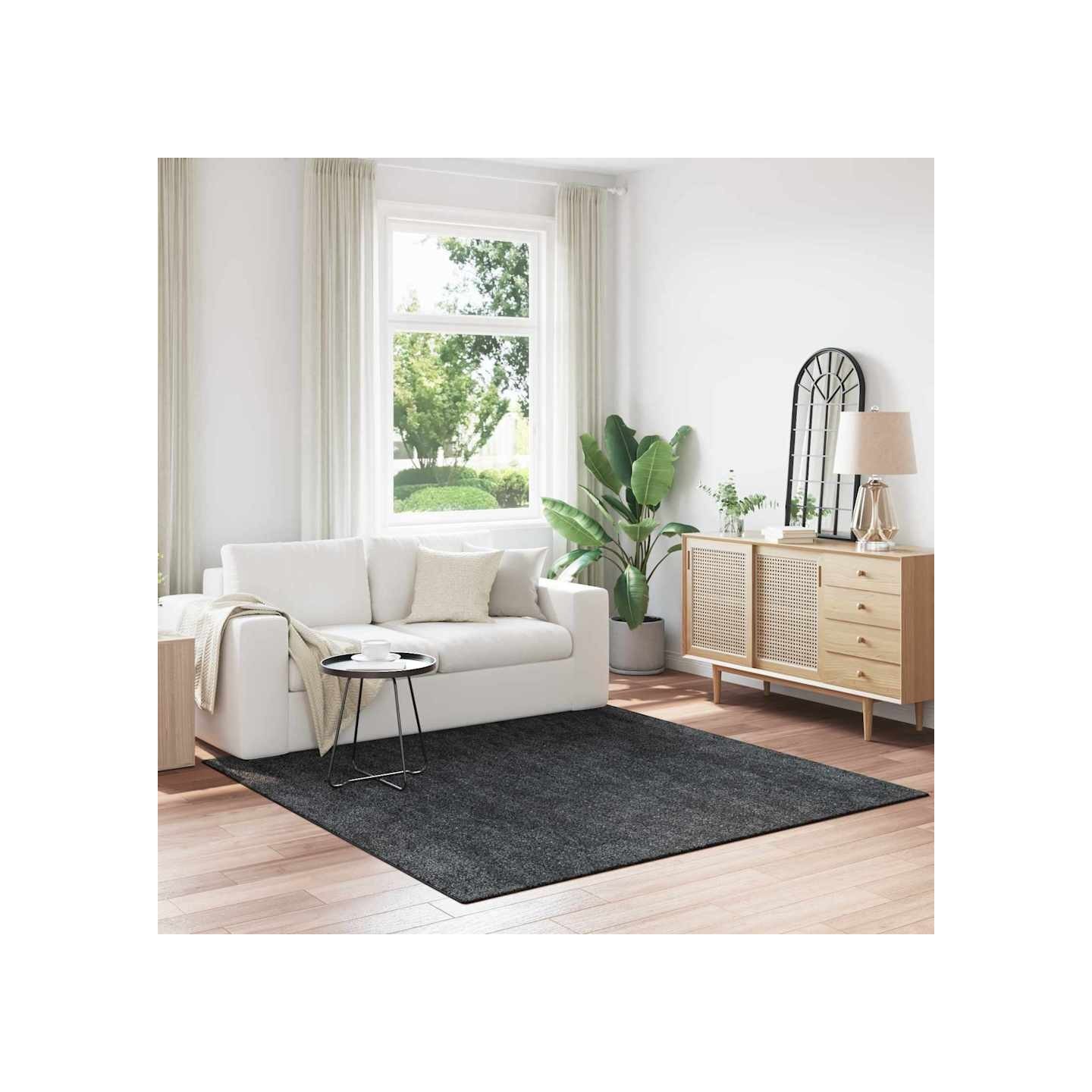 Tapis Shaggy Anti-dérapant Gris foncé 200 x 200 cm PP