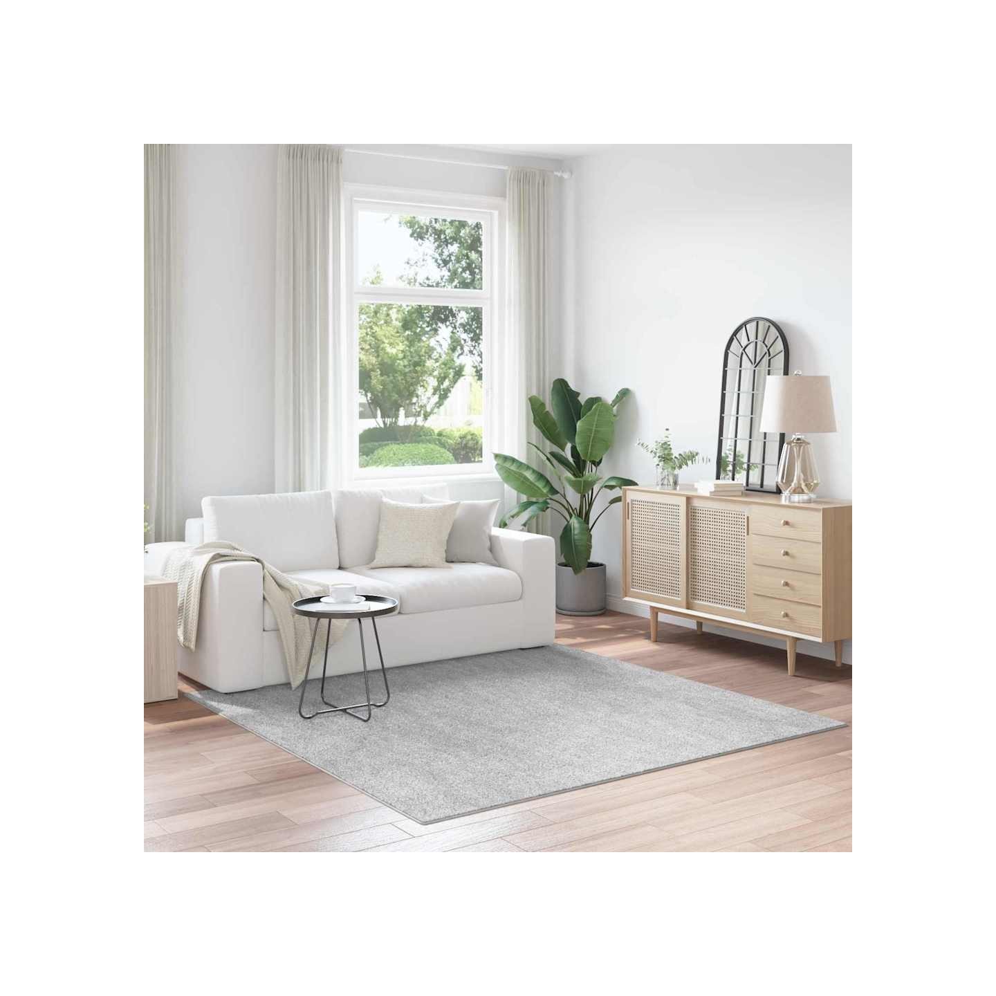 Tapis Shaggy Anti-dérapant Gris 200 x 200 cm PP