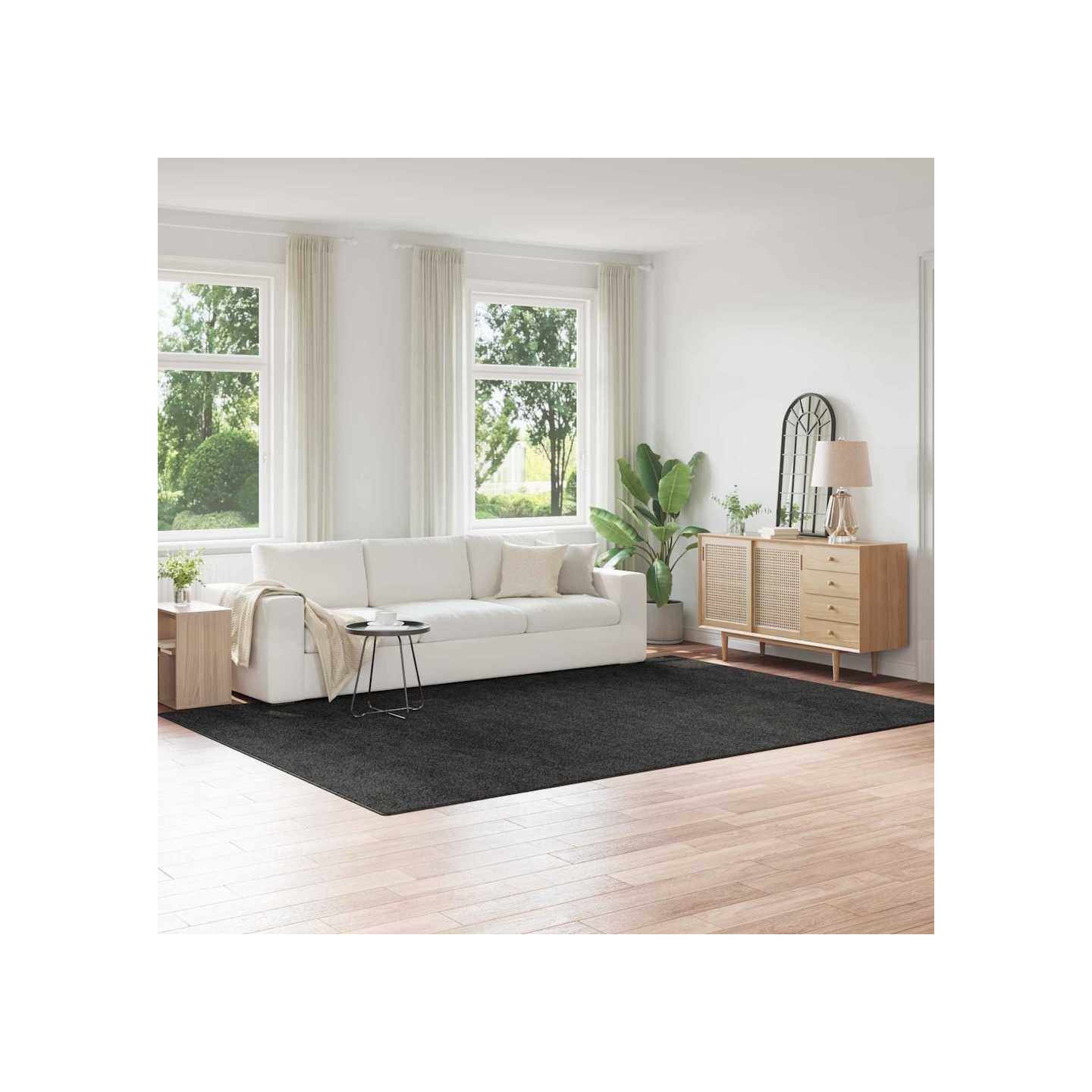 Tapis Shaggy Anti-dérapant Gris foncé 240 x 340 cm PP