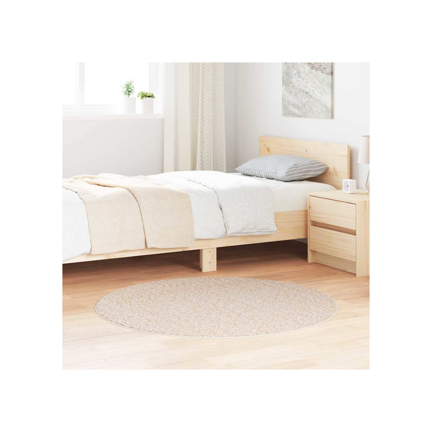 Tapis Shaggy Anti-dérapant Crème 120 x 120 cm PP