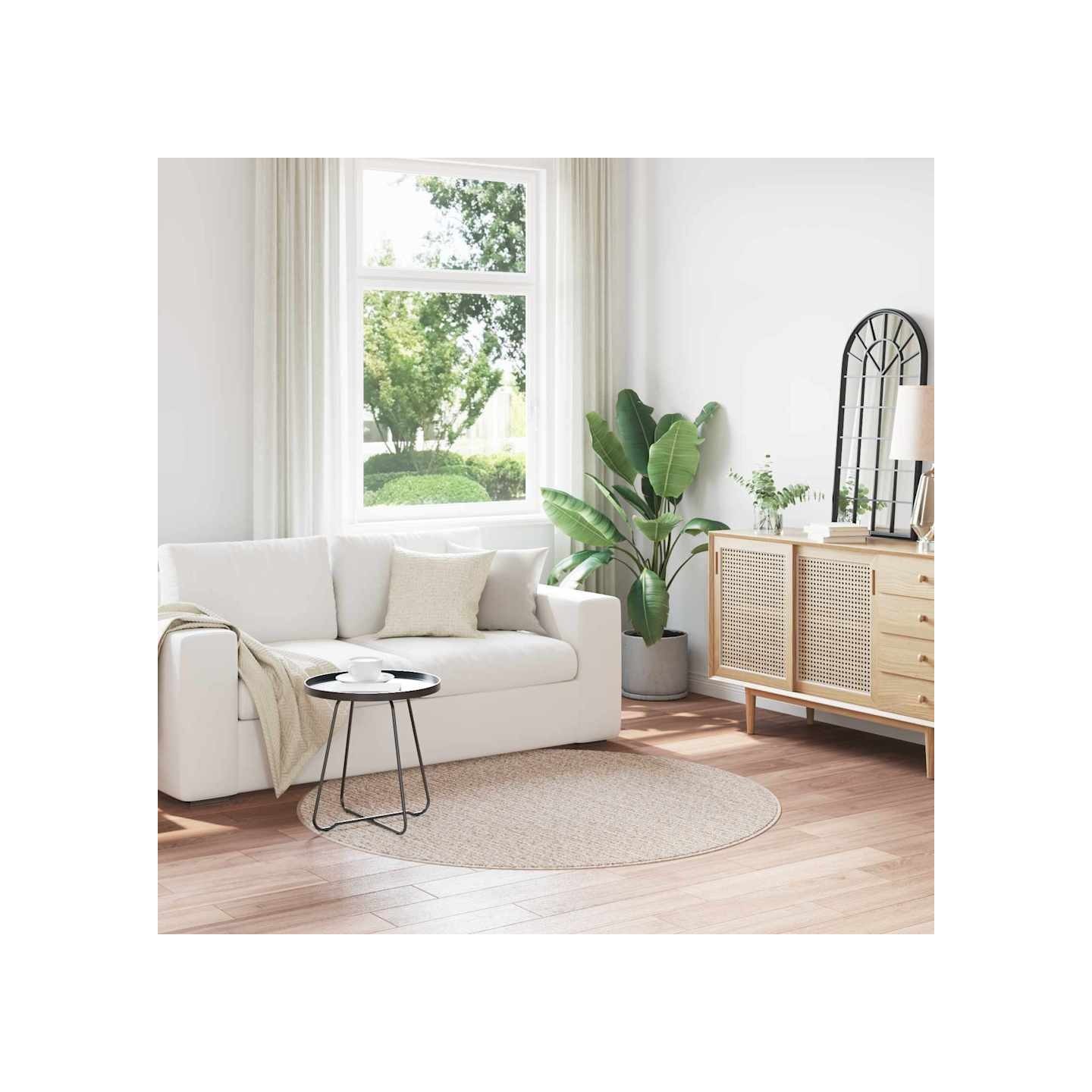 Tapis Shaggy Anti-dérapant Crème 160 x 160 cm PP