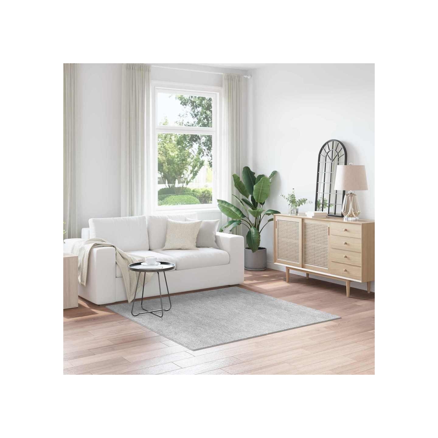 Tapis Shaggy Anti-dérapant Gris 160 x 160 cm PP