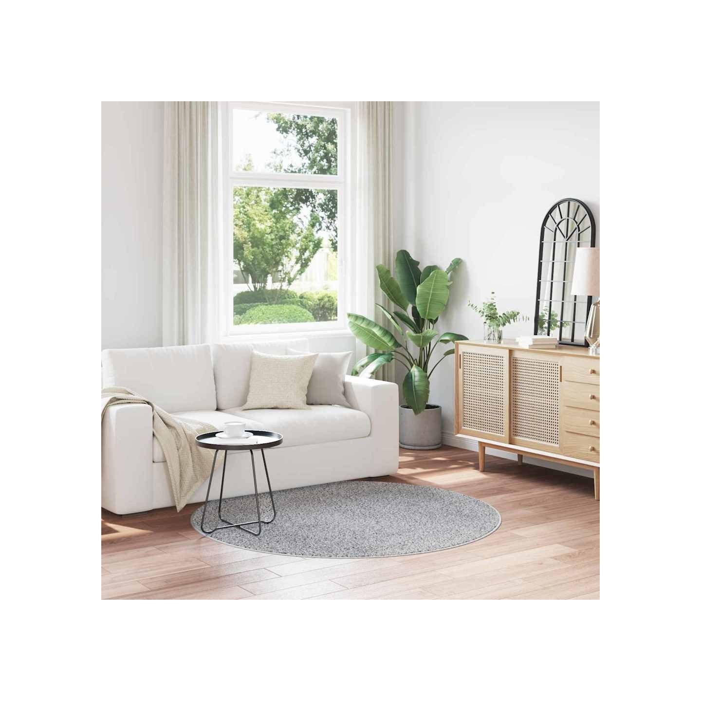 Tapis Shaggy Anti-dérapant Gris 160 x 160 cm PP