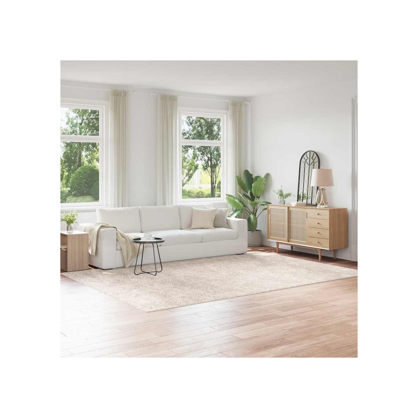 Tapis Shaggy Anti-dérapant Crème 240 x 340 cm PP