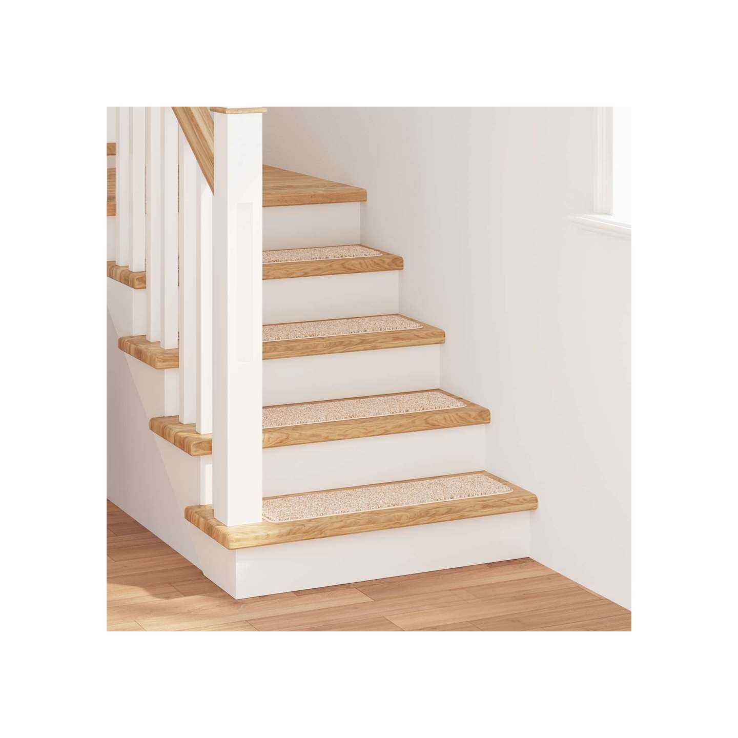 Tapis Antidérapants pour Escaliers 15 pc 75 x 20 cm Crème PP