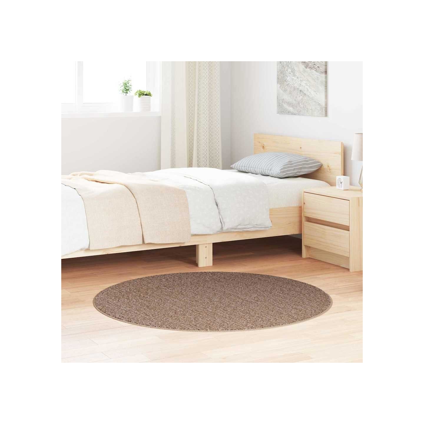 Tapis Shaggy Anti-dérapant Marron 120 x 120 cm PP