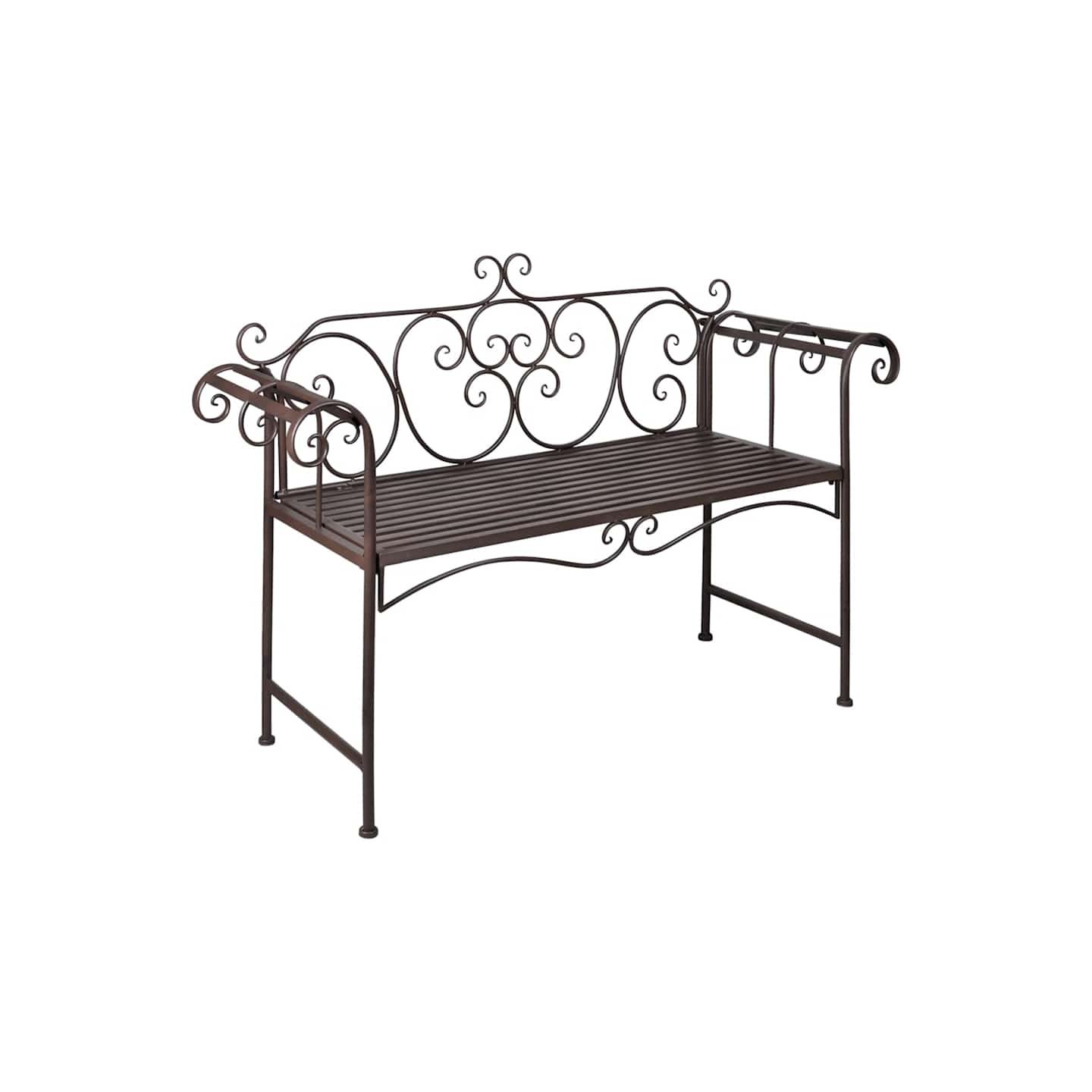 Banc de jardin 132 cm Acier Antique Marron