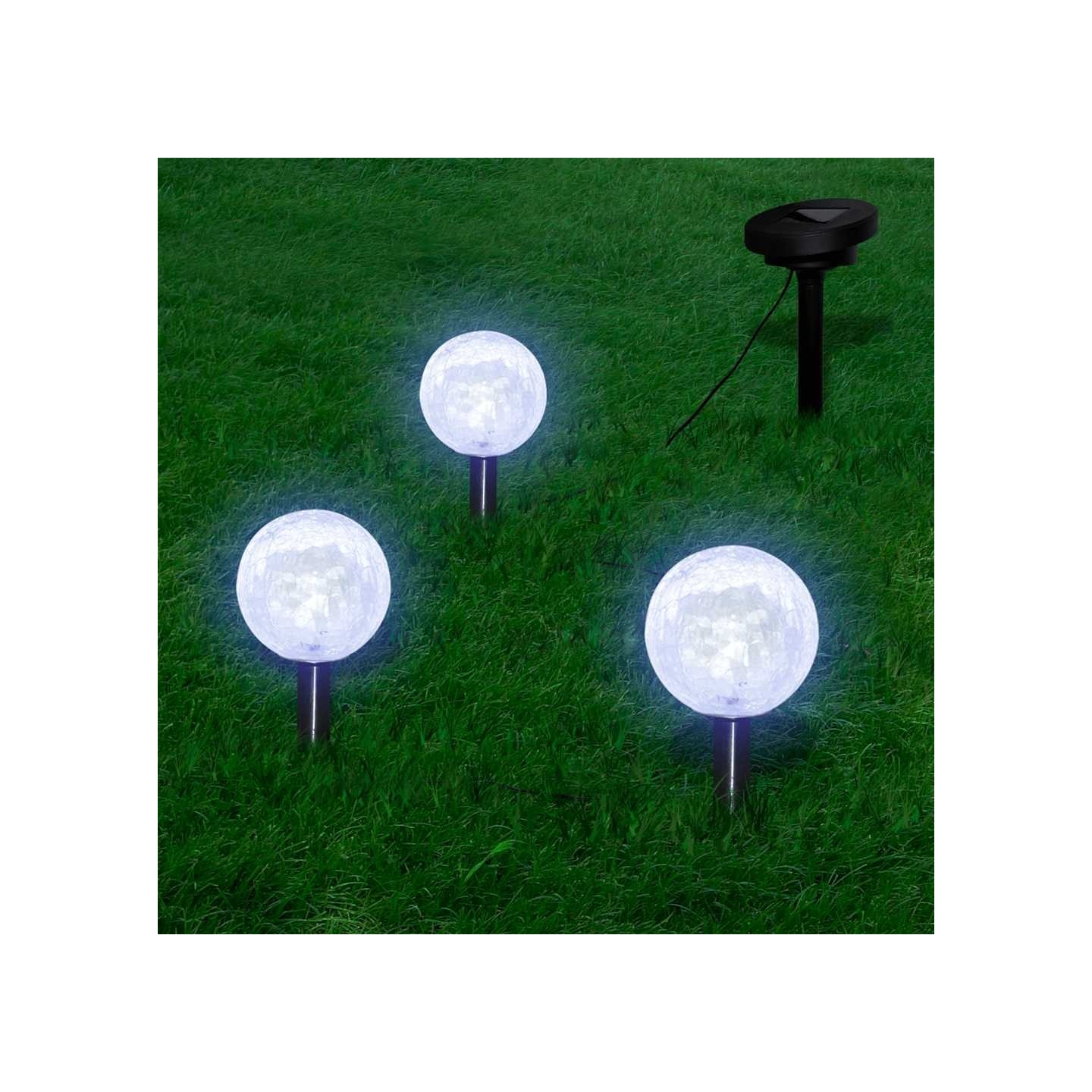 Lampes de jardin LED solaires 3 pcs avec piquet de sol