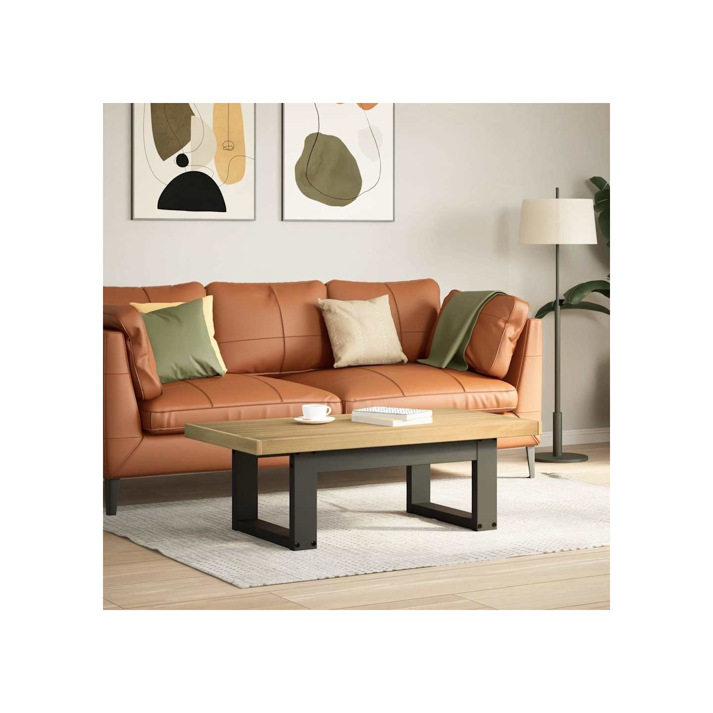 Table basse NOAIN pieds en forme de U 120x60x40 cm massif pin