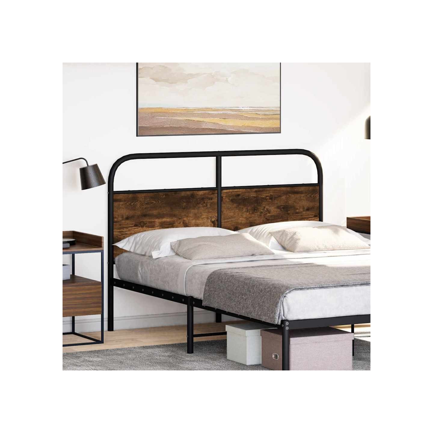 Tête de lit de remplacement chêne fumé 120 cm acier et bois d'ingénierie