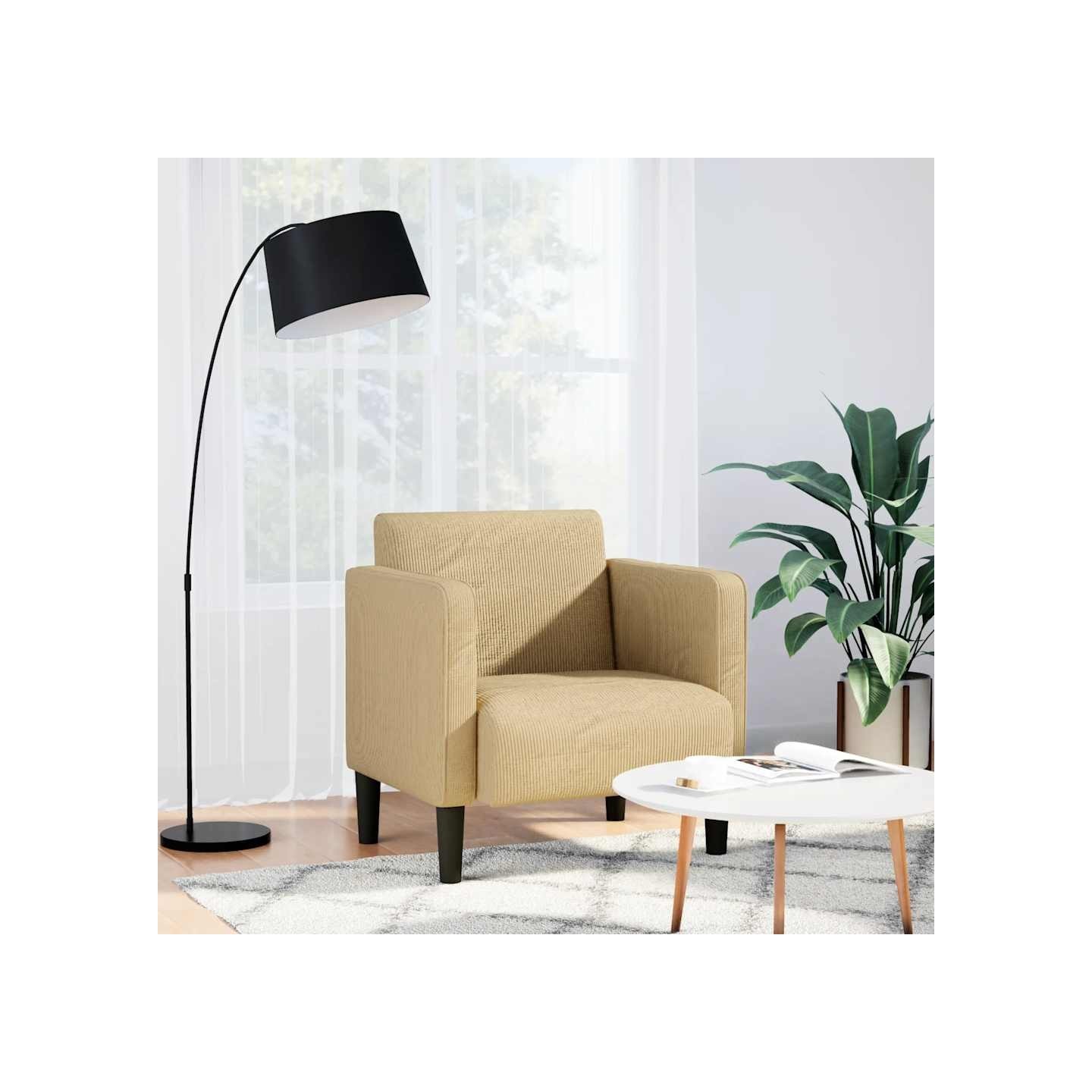 Canapé-chaise accoudoirs gris-vert 54 cm tissu velours côtelé