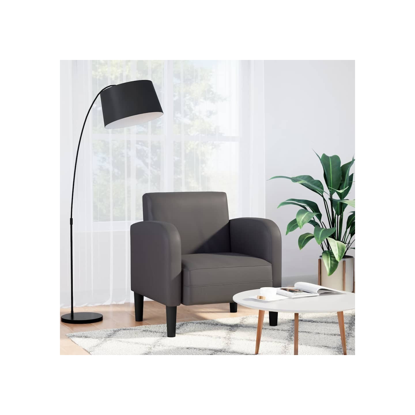 Chaise de canapé avec accoudoirs gris 54 cm similicuir