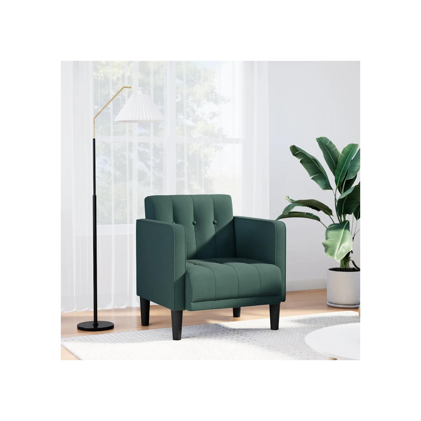 Fauteuil canapé avec accoudoirs tissu vert foncé 53 cm