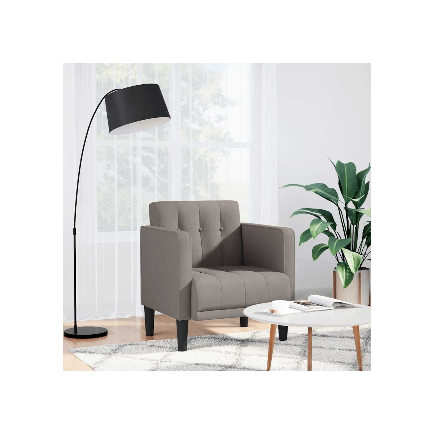 Fauteuil avec accoudoirs tissu taupe 53 cm