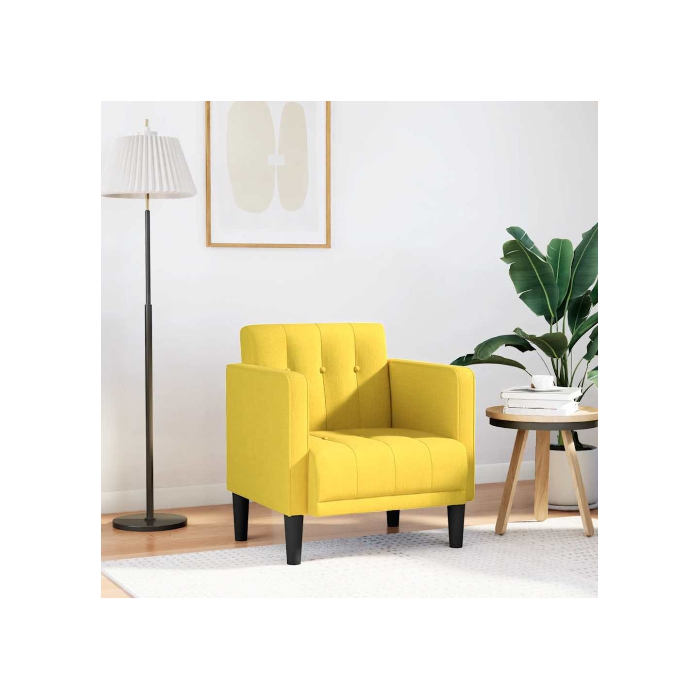 Fauteuil canapé avec accoudoirs tissu jaune clair 53 cm