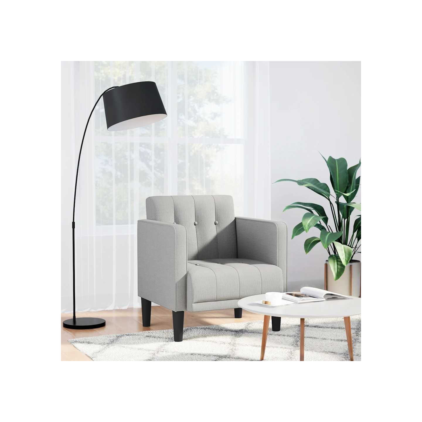 Fauteuil canapé avec accoudoirs tissu gris nuage 53 cm