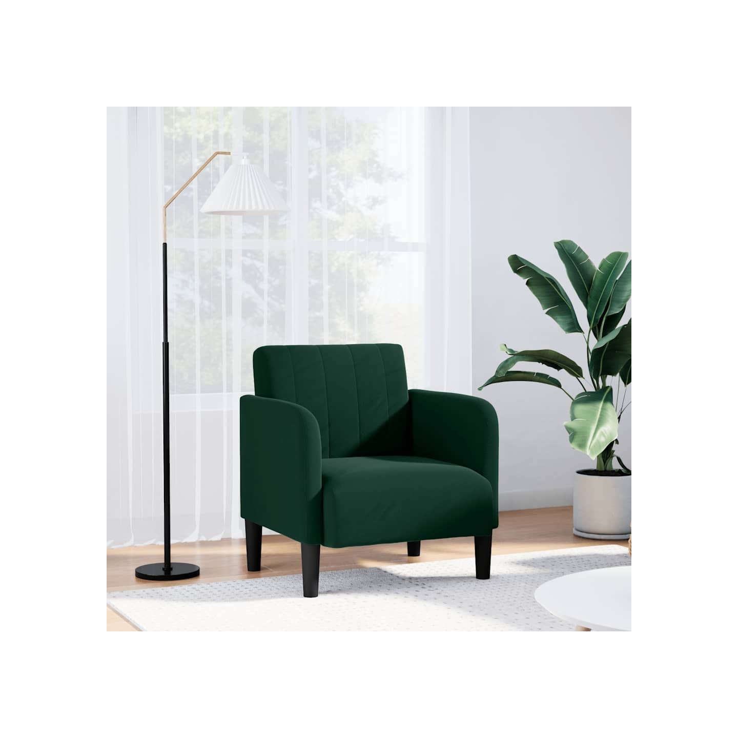 Fauteuil avec accoudoirs vert foncé 54 cm velours