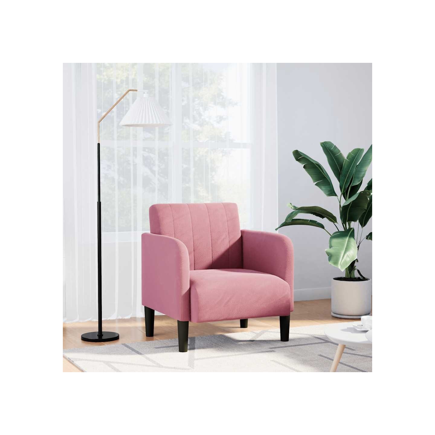 Fauteuil avec accoudoirs rose 54 cm velours