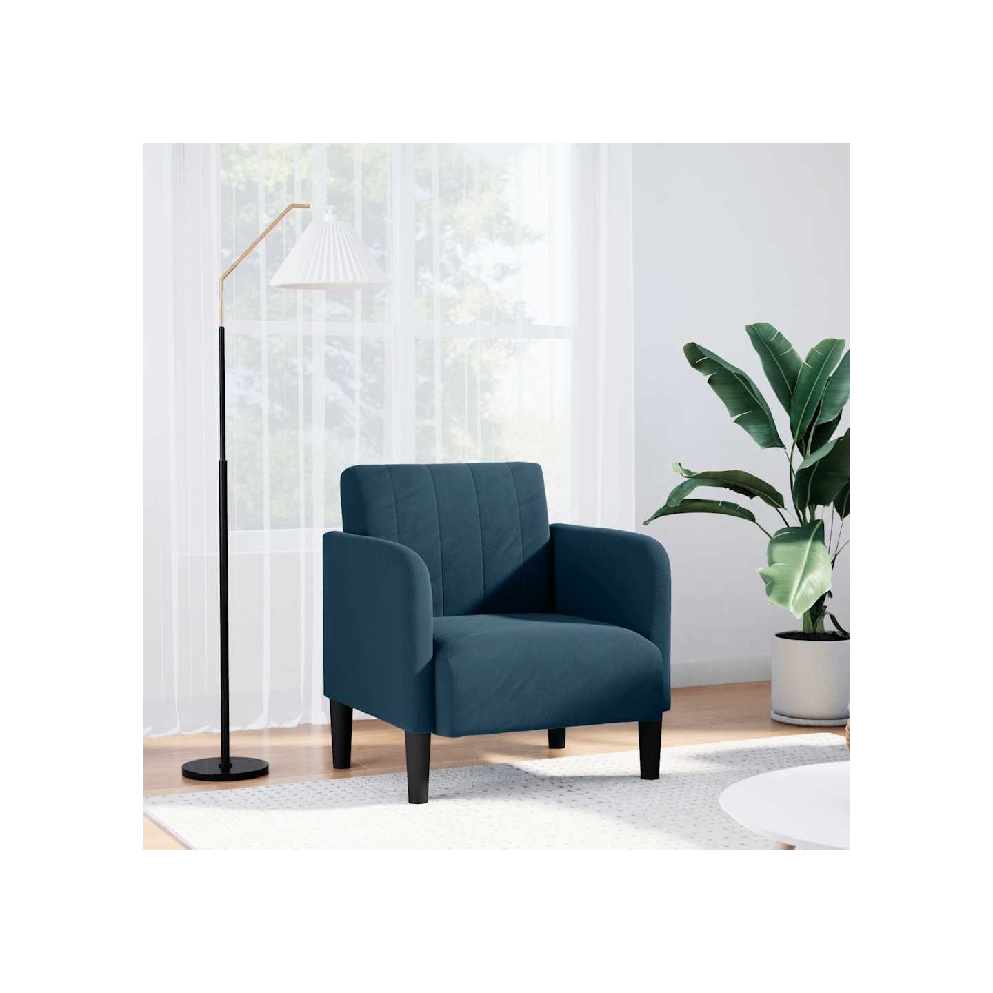 Fauteuil canapé avec accoudoirs velours bleu 54 cm