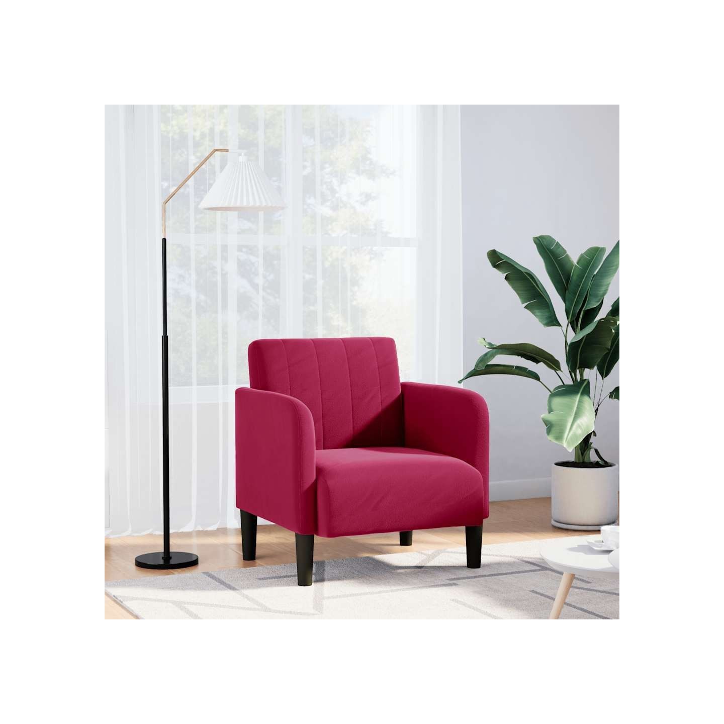 Fauteuil avec accoudoirs rouge bordeaux 54 cm velours