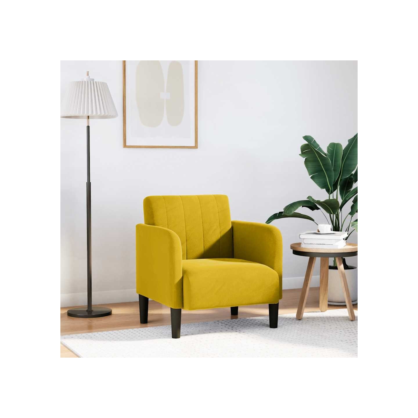Fauteuil avec accoudoirs jaune 54 cm velours