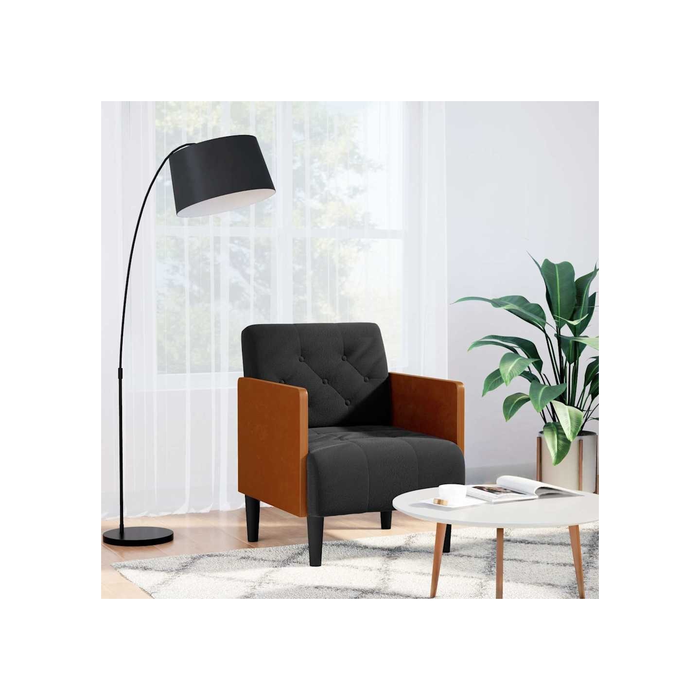 Fauteuil avec accoudoirs noir 55 cm velours