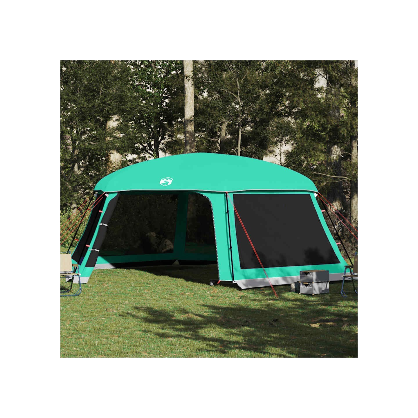 Tente piscine toit amovible parois maille vert d'eau 670x590 cm