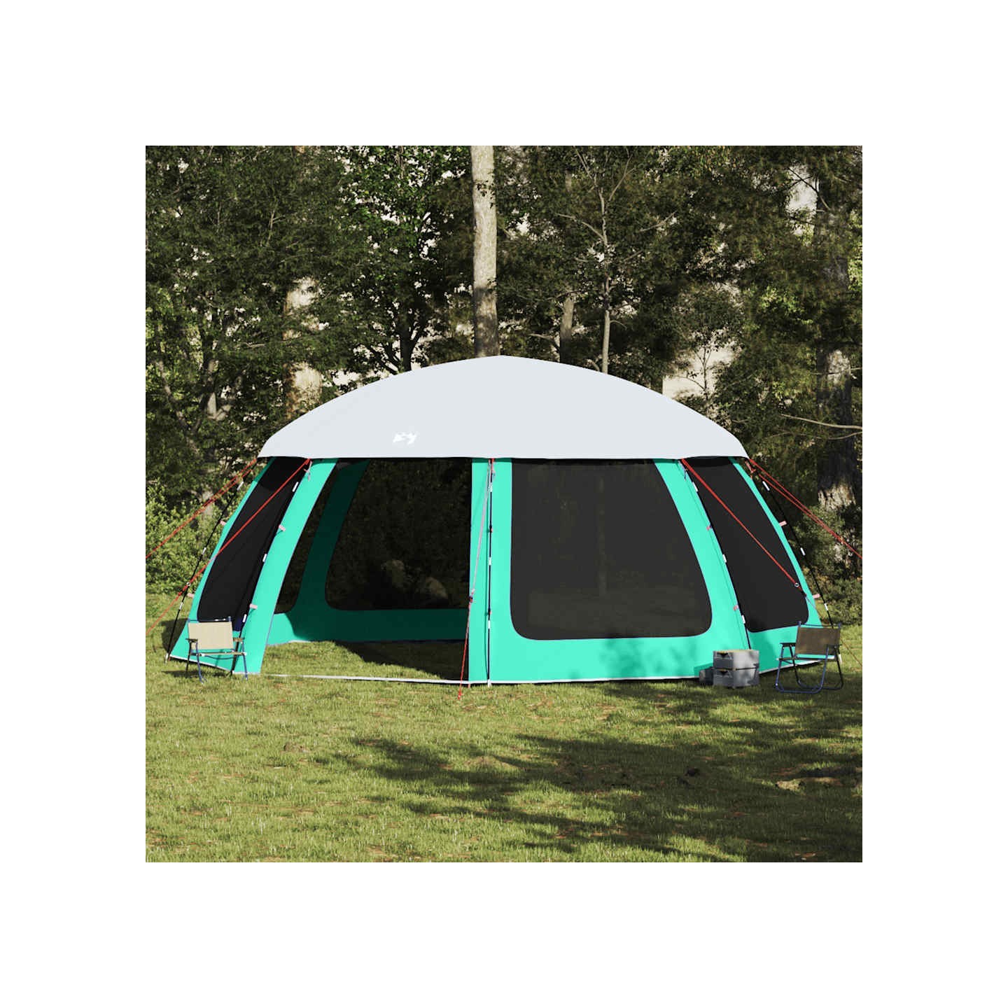 Tente piscine toit amovible parois maille vert d'eau 612x612 cm
