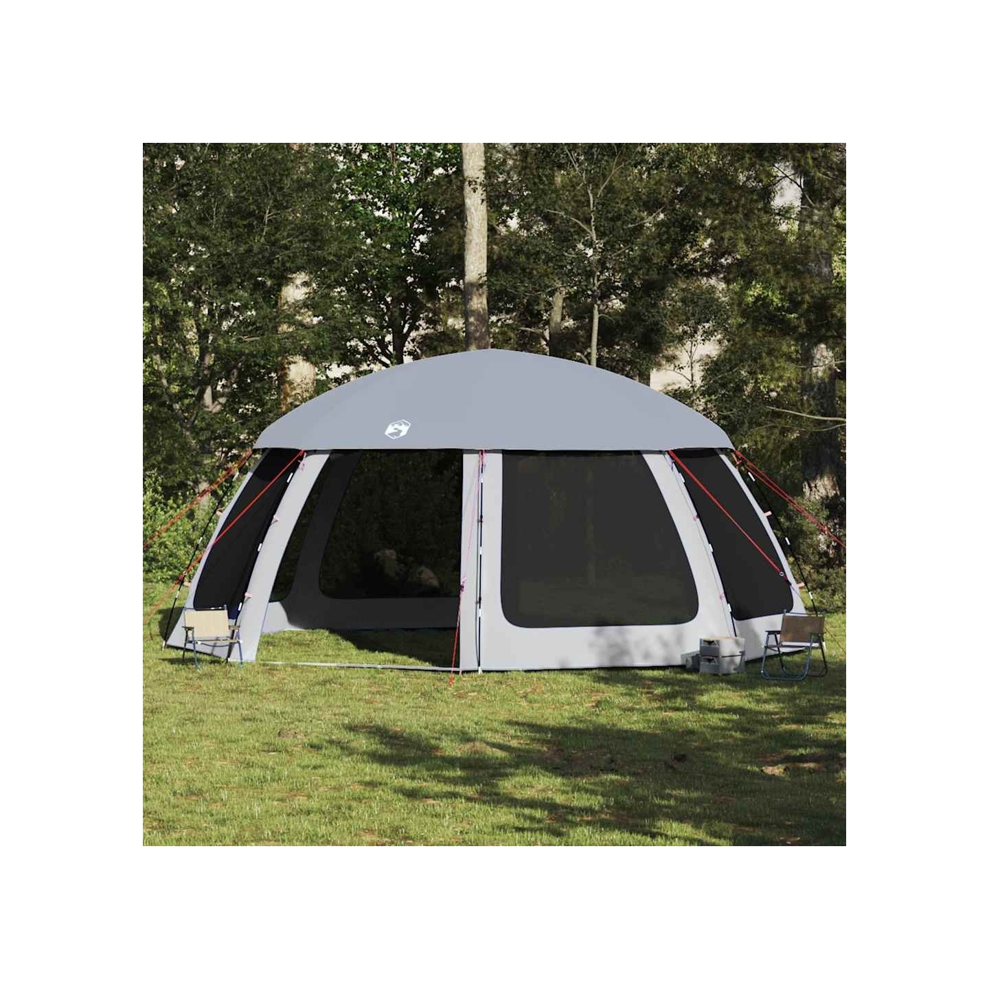 Tente piscine toit amovible parois maille gris 612x612 cm