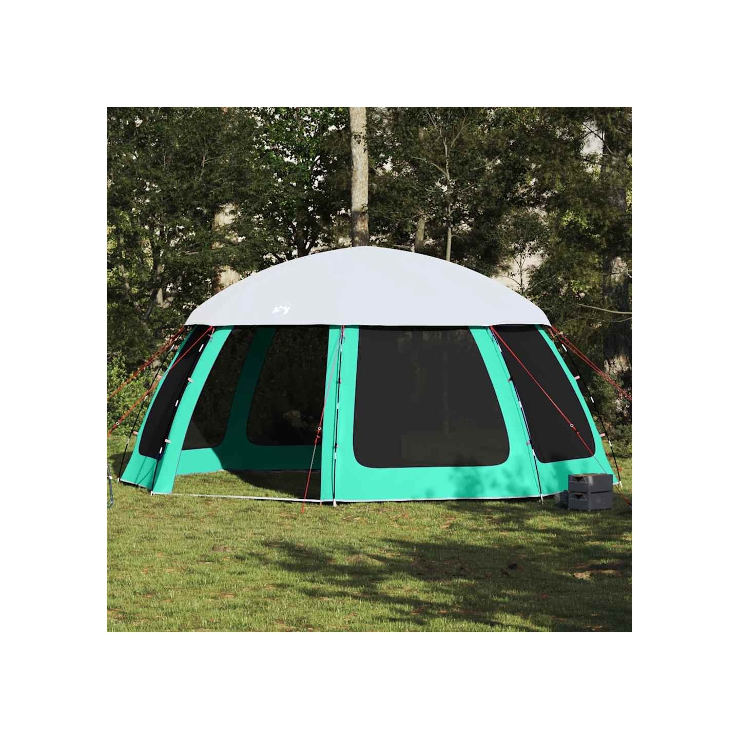 Tente piscine toit amovible parois maille vert d'eau 510x510 cm