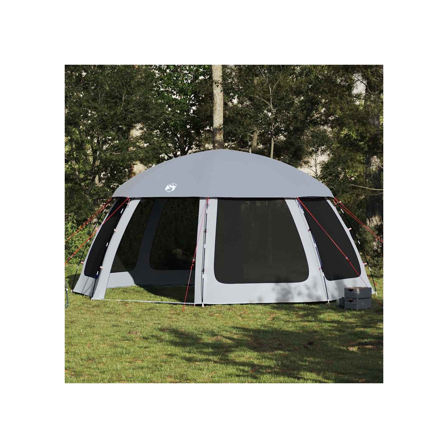 Tente piscine toit amovible parois maille gris 510x510 cm