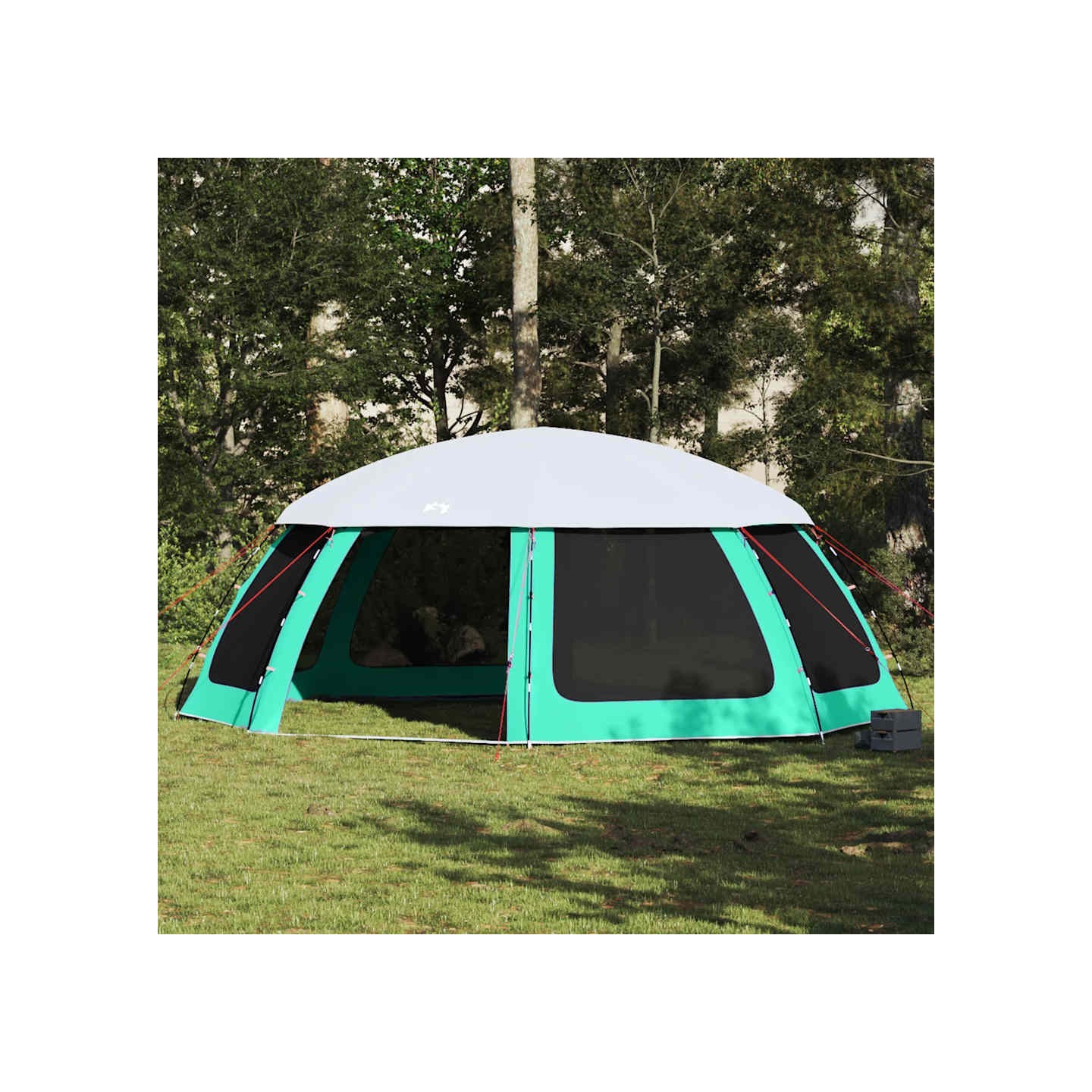 Tente piscine toit amovible parois maille vert d'eau 690x690 cm
